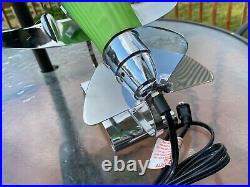 Vintage Working Frosted Green Glass Chrome DC-3 Art Deco Plane Lamp