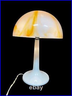 Vintage Working MCM 70's Gilbert Softlite Cream Swirl Mushroom Table Lamp Modern