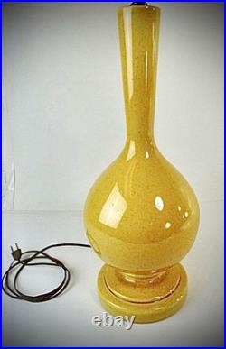 Vintage Yellow Glaze Ceramic Large Gourd Table Lamp MCM Retro 60s No Shade
