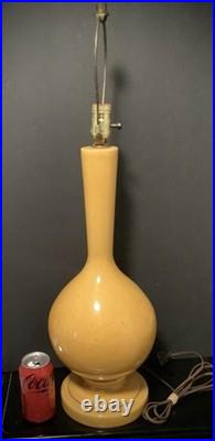 Vintage Yellow Glaze Ceramic Large Gourd Table Lamp MCM Retro 60s No Shade