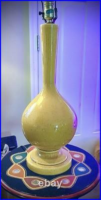 Vintage Yellow Glaze Ceramic Large Gourd Table Lamp MCM Retro 60s No Shade