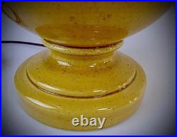 Vintage Yellow Glaze Ceramic Large Gourd Table Lamp MCM Retro 60s No Shade