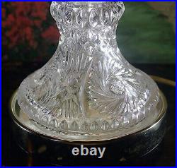 Vintage Yugoslavian Crystal Table Lamp with Beaded Lamp Shade 28 15 Victorian