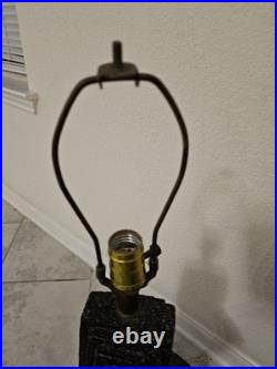 Vintage Zig-zag Silhouette Textured Black Plaster Cast Lamp Modern Mid Century