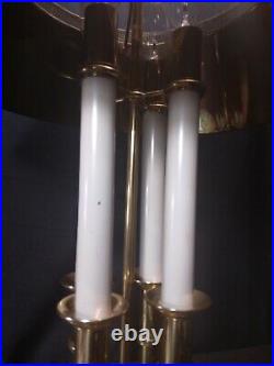 Vintage candlestick bouillotte table lamp 4 candles tole shade brass FREE SHIP