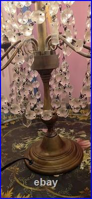 Vintage crystal chandelier Hollywood Regency table lamp Brass Prisms Stars Vintage crystal chandelier Hollywood Regency table lamp Brass Prisms Stars