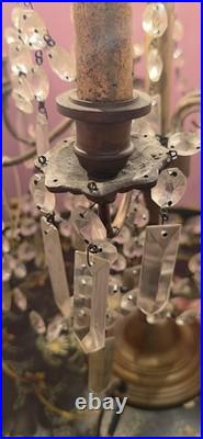 Vintage crystal chandelier Hollywood Regency table lamp Brass Prisms Stars