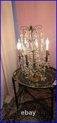 Vintage crystal chandelier Hollywood Regency table lamp Brass Prisms Stars Vintage crystal chandelier Hollywood Regency table lamp Brass Prisms Stars