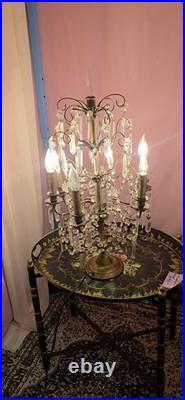 Vintage crystal chandelier Hollywood Regency table lamp Brass Prisms Stars Vintage crystal chandelier Hollywood Regency table lamp Brass Prisms Stars