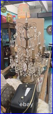 Vintage crystal chandelier Hollywood Regency table lamp Brass Prisms Stars Vintage crystal chandelier Hollywood Regency table lamp Brass Prisms Stars