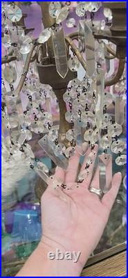 Vintage crystal chandelier Hollywood Regency table lamp Brass Prisms Stars Vintage crystal chandelier Hollywood Regency table lamp Brass Prisms Stars