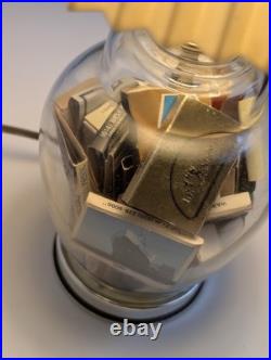 Vintage glass apothecary table lamp with matchbooks inside