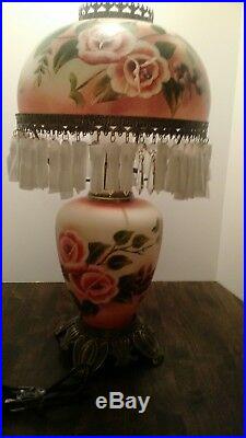 Vintage gone with the wind table lamp hand painted floral night light in base