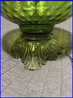 Vintage green glass table lamp base
