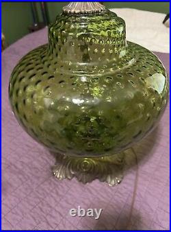Vintage green glass table lamp base