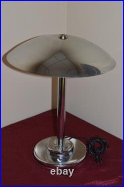Vintage mid century modern chrome desk table lamp mushroom retro metal