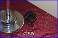 Vintage mid century modern chrome desk table lamp mushroom retro metal