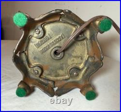 Vintage ornate Rembrandt cast iron green onyx stone 3 arm electric table lamp