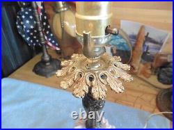 Vintage table desk lamp Glass flowers 17 (no chips) Brass and marble working