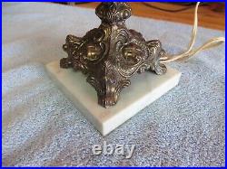 Vintage table desk lamp Glass flowers 17 (no chips) Brass and marble working