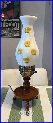 Vintage table lamp with glass shade