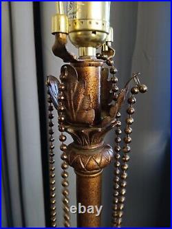 Vintage tall brass table lamp With Decorative Shade