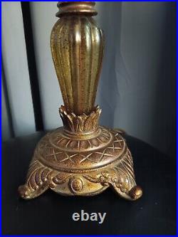 Vintage tall brass table lamp With Decorative Shade
