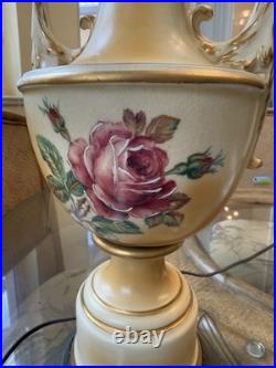 Vntg Urn Style Hand Painted Porcelain Floral Table Lamp Without Shade Vntg Urn Style Hand Painted Porcelain Floral Table Lamp Without Shade