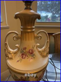 Vntg Urn Style Hand Painted Porcelain Floral Table Lamp Without Shade