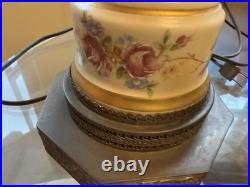 Vntg Urn Style Hand Painted Porcelain Floral Table Lamp Without Shade