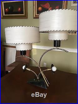 Vtg 1950s Majestic Table Lamp Fiberglass Shades Retro Mid Century Modern