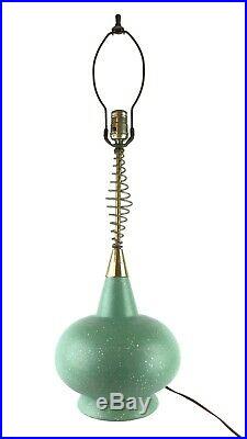 Vtg 1950s Midcentury Space Atomic Age Ceramic Table Lamp Metal Spiral Jetsons