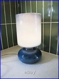Vtg 90s Ikea Lykta Glass Mushroom Lamp Blue Minimalist Bedside Lamp