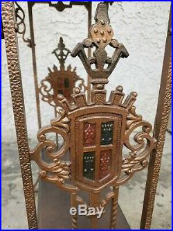 Vtg American Cast Iron SPANISH REVIVAL Marble Top LAMP SIDE END TABLE