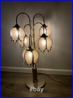 Vtg Anthony of Cal Pink Lotus Tulip Petal Shade Lamp Hollywood Regency 3 Stage