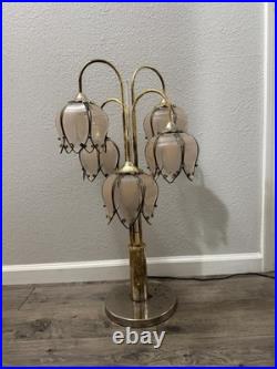 Vtg Anthony of Cal Pink Lotus Tulip Petal Shade Lamp Hollywood Regency 3 Stage