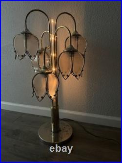 Vtg Anthony of Cal Pink Lotus Tulip Petal Shade Lamp Hollywood Regency 3 Stage