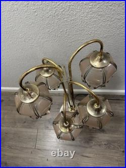 Vtg Anthony of Cal Pink Lotus Tulip Petal Shade Lamp Hollywood Regency 3 Stage