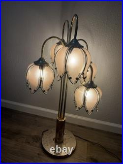 Vtg Anthony of Cal Pink Lotus Tulip Petal Shade Lamp Hollywood Regency 3 Stage