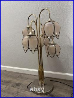 Vtg Anthony of Cal Pink Lotus Tulip Petal Shade Lamp Hollywood Regency 3 Stage