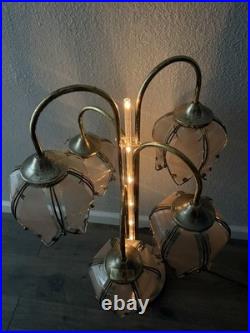 Vtg Anthony of Cal Pink Lotus Tulip Petal Shade Lamp Hollywood Regency 3 Stage