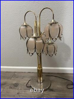 Vtg Anthony of Cal Pink Lotus Tulip Petal Shade Lamp Hollywood Regency 3 Stage
