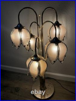Vtg Anthony of Cal Pink Lotus Tulip Petal Shade Lamp Hollywood Regency 3 Stage