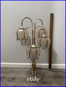 Vtg Anthony of Cal Pink Lotus Tulip Petal Shade Lamp Hollywood Regency 3 Stage