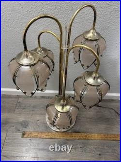 Vtg Anthony of Cal Pink Lotus Tulip Petal Shade Lamp Hollywood Regency 3 Stage