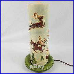 Vtg Atlantic Mold Christmas Santa Flickering Electric Candle Ceramic Table Lamp