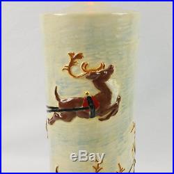 Vtg Atlantic Mold Christmas Santa Flickering Electric Candle Ceramic Table Lamp