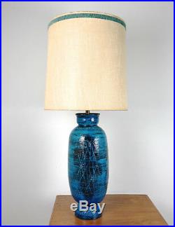 Vtg Bitossi Aldo Londi Rimini Blue Pottery Table Lamp Mid Century Modern Italian