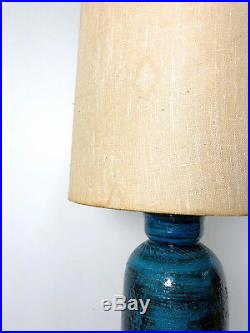 Vtg Bitossi Aldo Londi Rimini Blue Pottery Table Lamp Mid Century Modern Italian