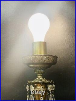 Vtg Bronze Cherub Lamp MCM 1965 Bronze Hurricane Table Lamp Angel Patina 20